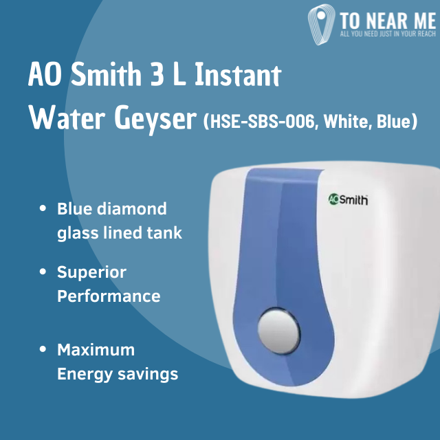 AO Smith 3 L Instant Water Geyser (HSE-SBS-006, White, Blue)